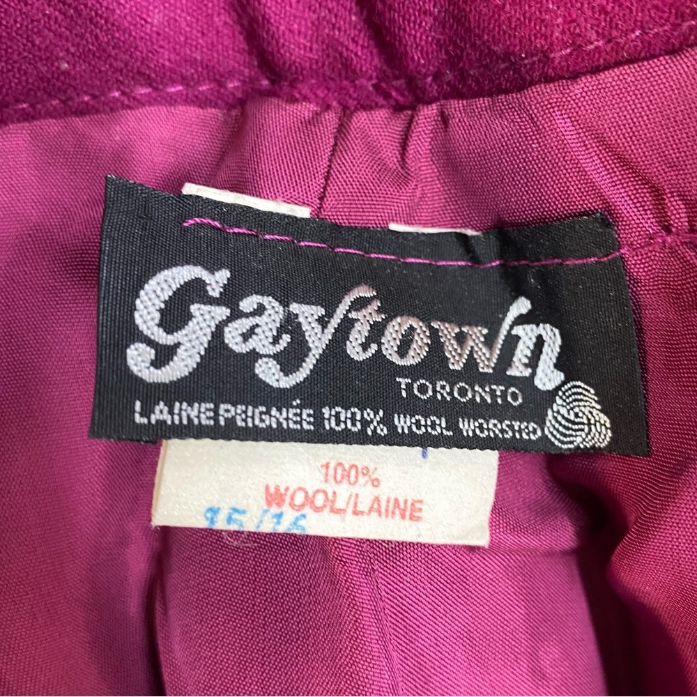 Vintage Gaytown Fuchsia Wool Pleated Front Trouser Pants 12 - Picture 3 of 16